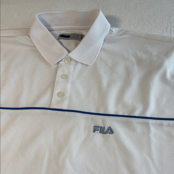 FILA WHITE BLUE PERFORMANCE POLO SHIRT MEN SIZE L - Picture 2 of 4